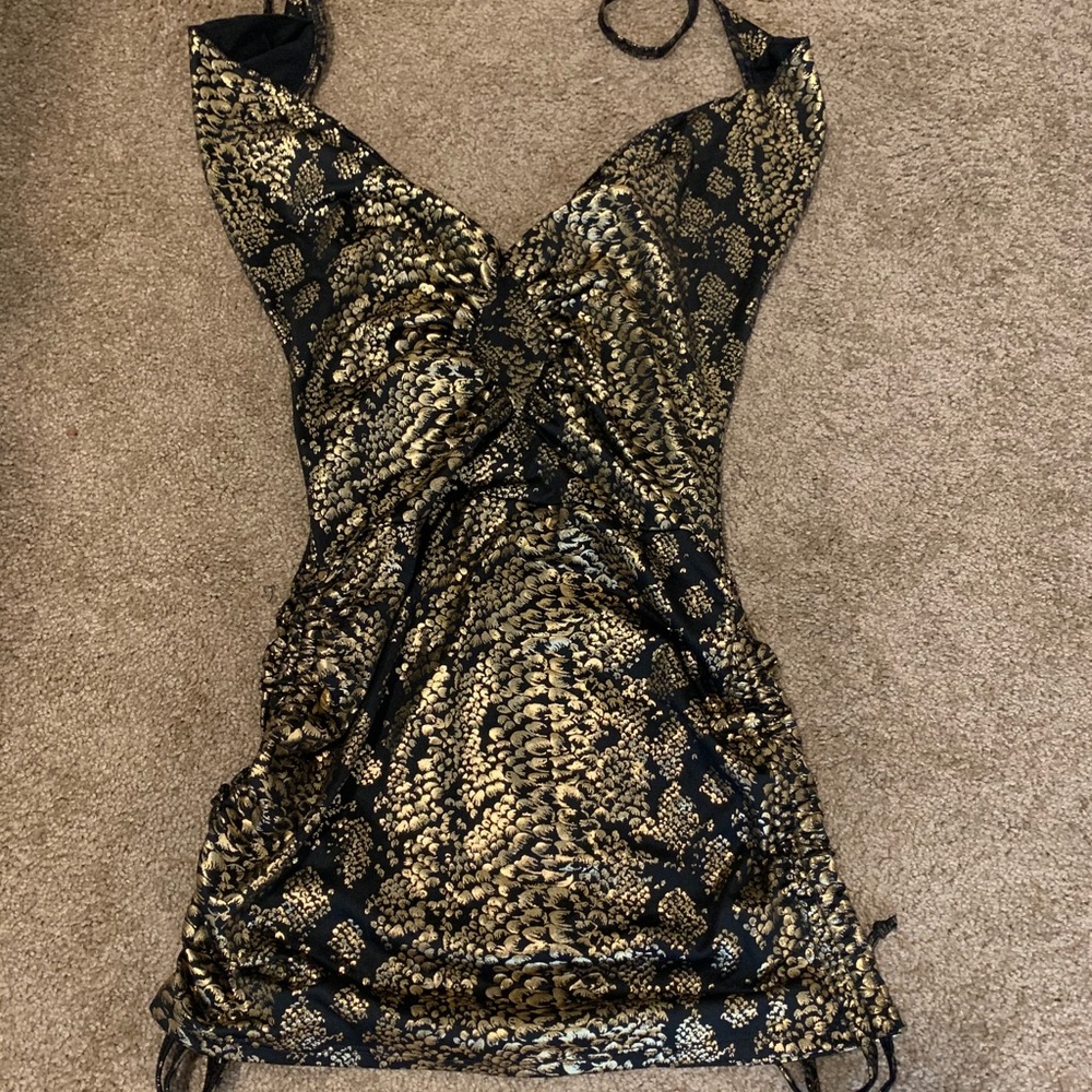 Black and Gold Sexy Lingerie Dress